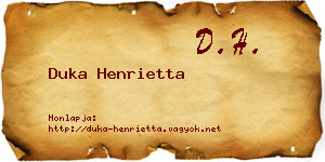 Duka Henrietta névjegykártya