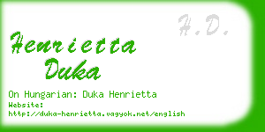 henrietta duka business card